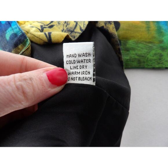 Kaktus USA Linen Top Blouse Button up Cheetah Animal Africa Trees Art to Wear Co - Picture 15 of 15